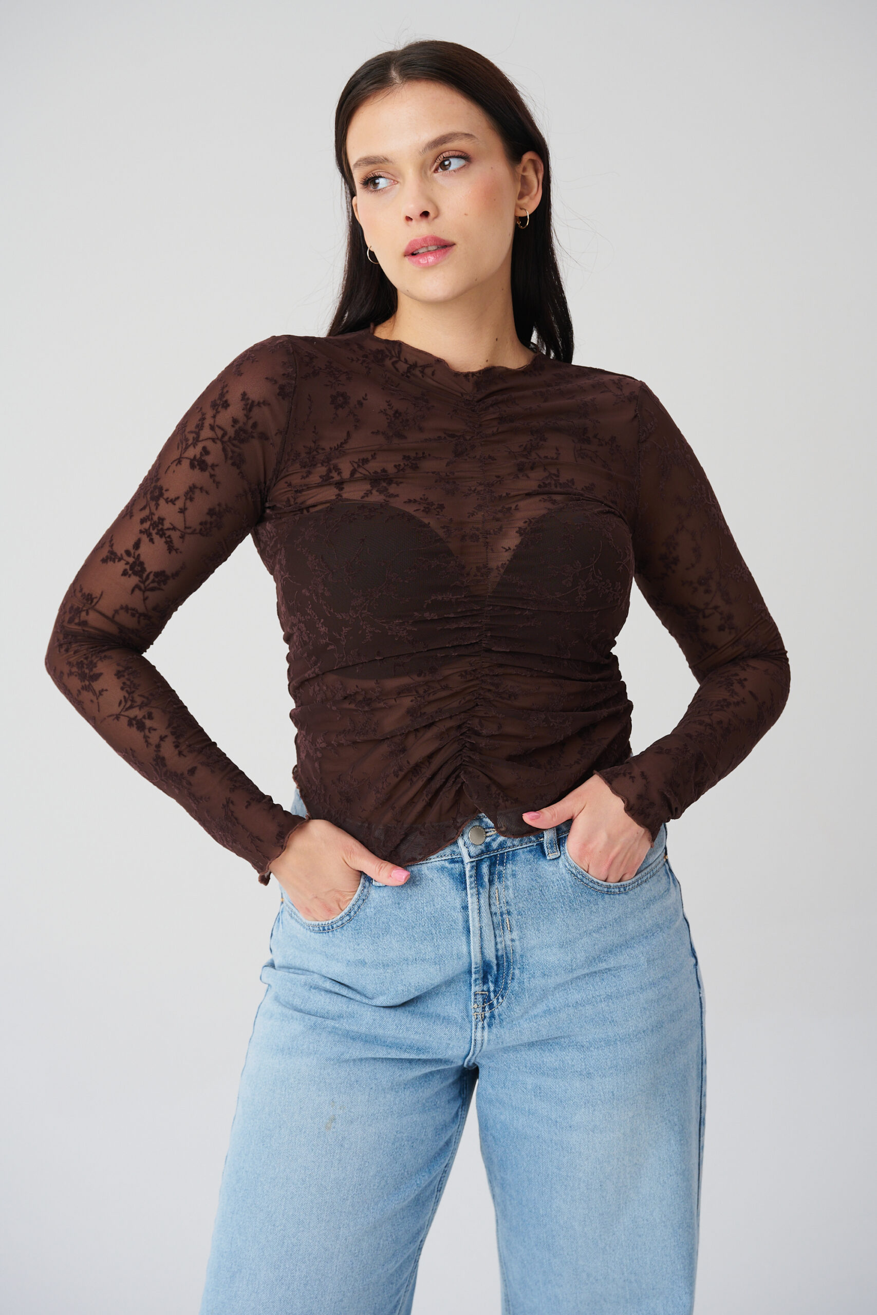 LACE BLOUSE ZORA BROWN