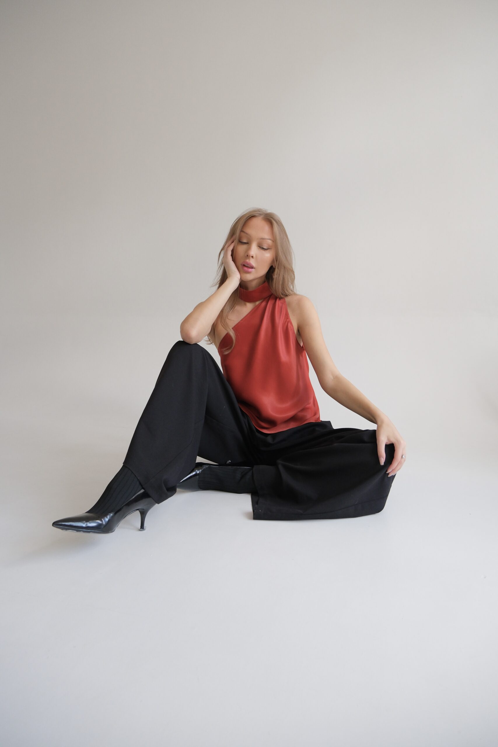 BLUZKA SATYNOWA ALICE CZERWONA - obrazek 4