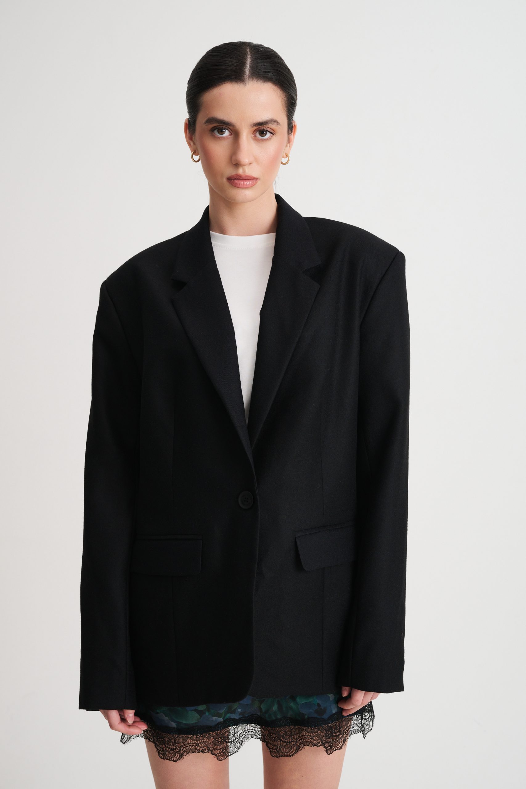 WEŁNIANA MARYNARKA JASMINE CZARNA